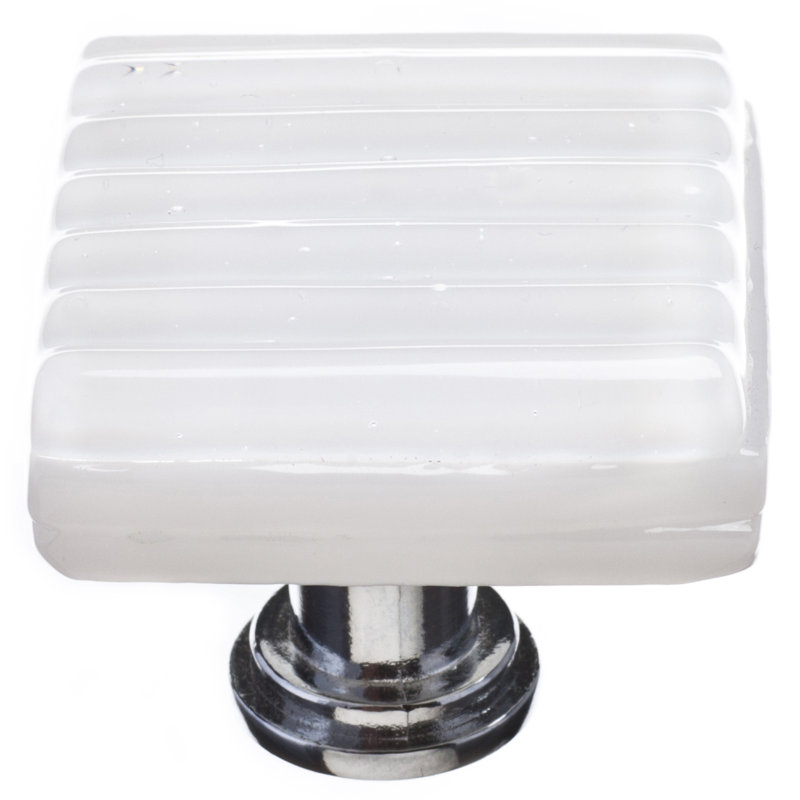 Texture Square Knob, Polished Chrome, White