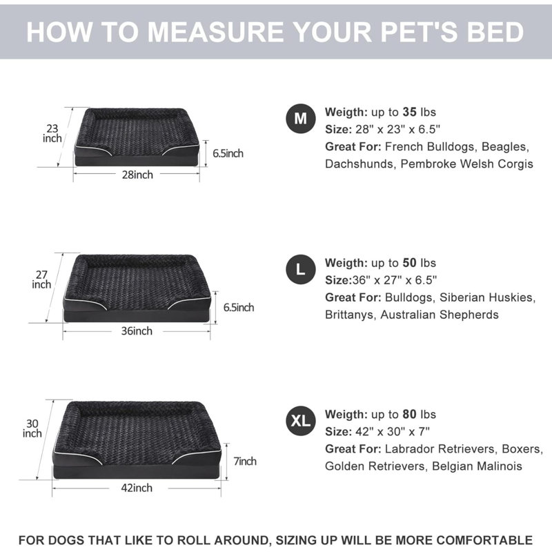 Dog Bed For Extra Large Dogs, Washable Dog Bed With Waterproof Lining & Non-Skid Bottom, Orthopedic Egg Foam Couch For Pet Sleeping, Pet Bed