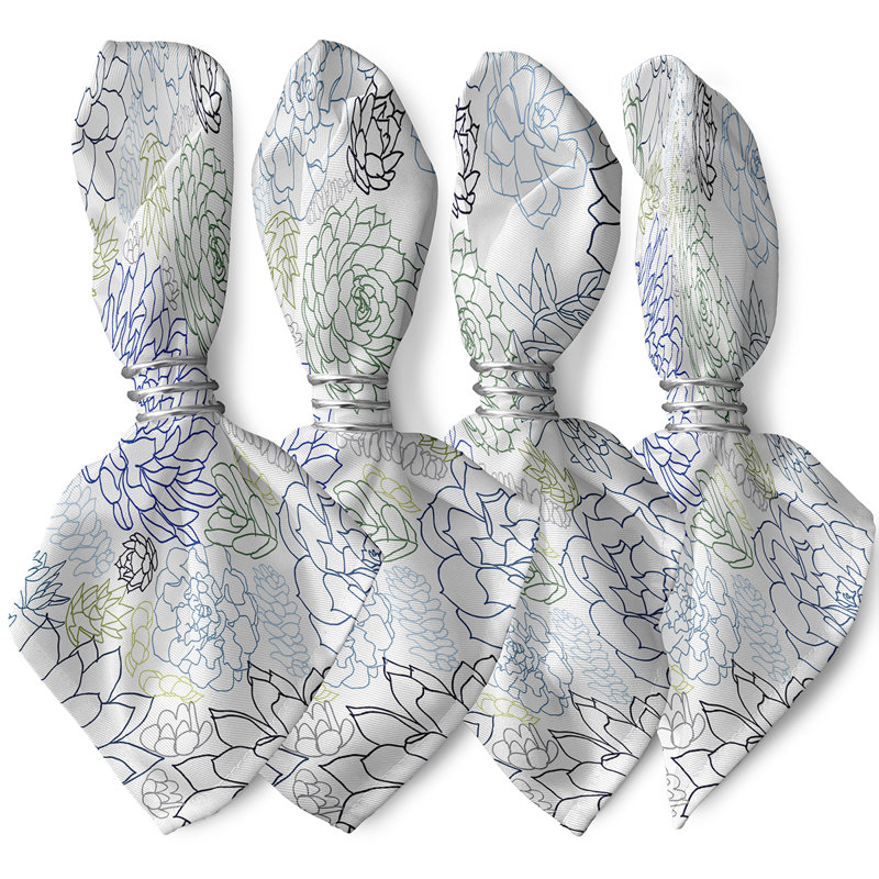 Cheyan Polyester Floral Square Napkin, Blue