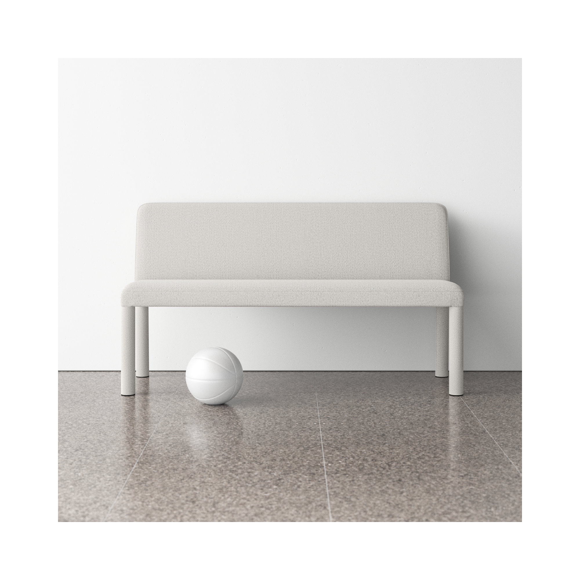 Dotty Dining Bench, Light Grey Basketweave