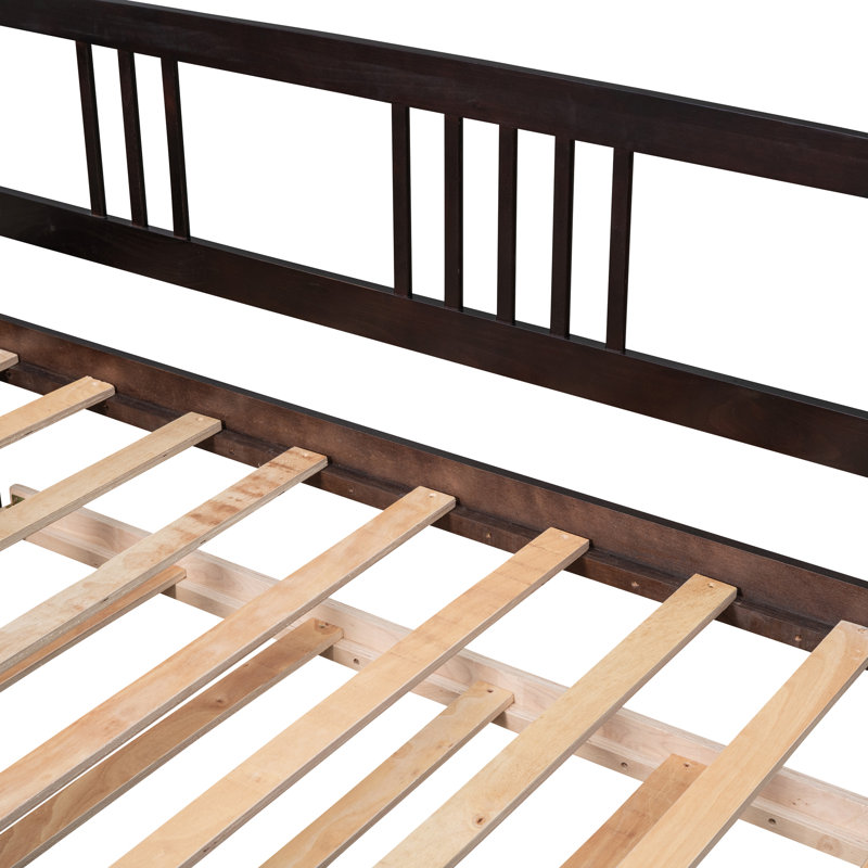 Daybed Wood Bed With  Trundle, Espresso