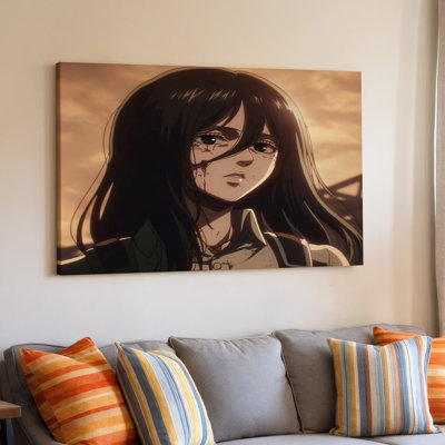 Impression sur toile, "A Somber Girl" avec longs cheveux noirs et lumière dramatique animée pour le salon, la chambre à coucher, le bureau, le couloir, le vestibule, le mur de la galerie et la décoration intérieure moderne