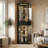77.5'' Black Corner Curio Bookcase Cabinet With Tempered Glass Doors