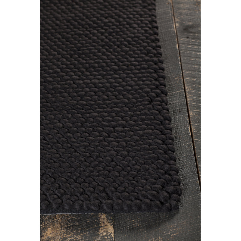 Quina Wool Area Rug in Black, Rectangle 9' x 13'