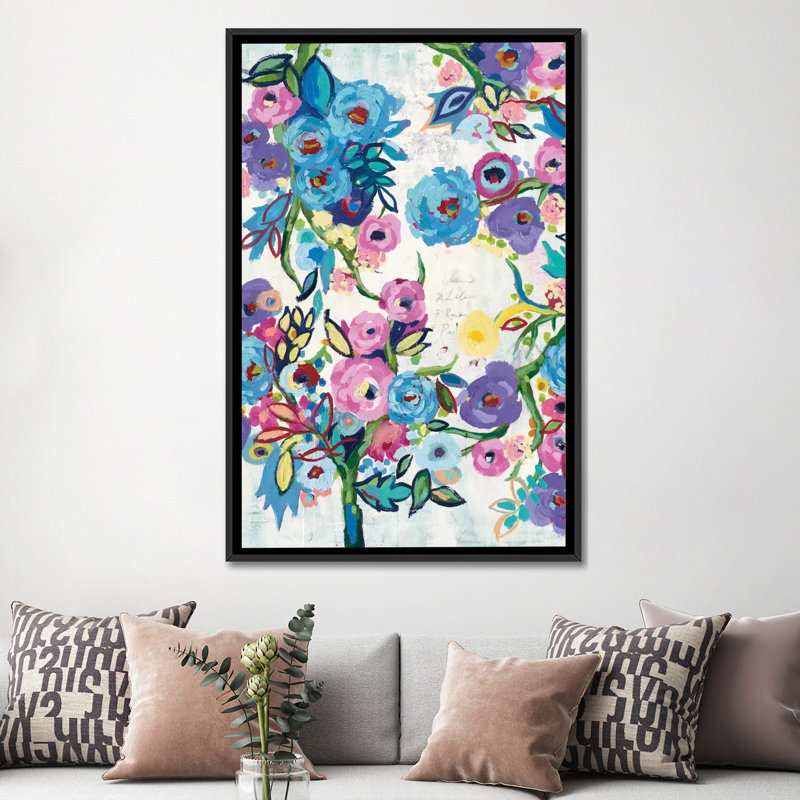 «Evontae Floral Recipe», art encadré, Toile avec cadre noir, H 60 po x l 40 po x P 1,5 po