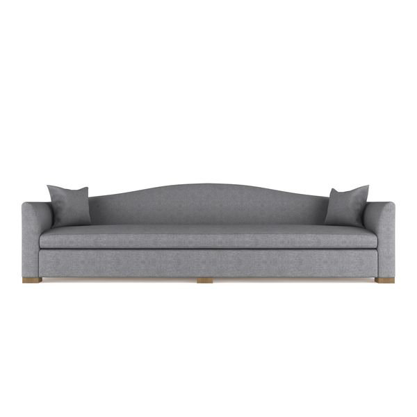 Horatio Camelback Taper Curved-Arm Extra Long Sofa, Box Weave Linen Alabaster, 33" H x 120" W x 36" D, Weathered