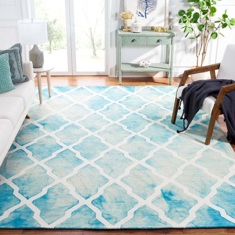 Dip Dye Hand Tufted Wool Geometric Rug, Rectangle 6' x 9'