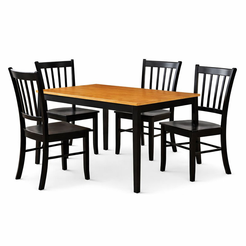 Weldy 4 - Person Dining Set, Oak/Black Chair