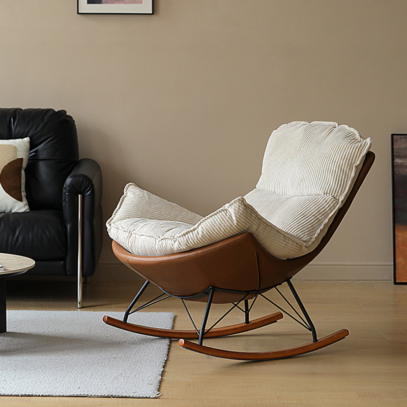Rocking chair with egg-shaped armrests, Brown