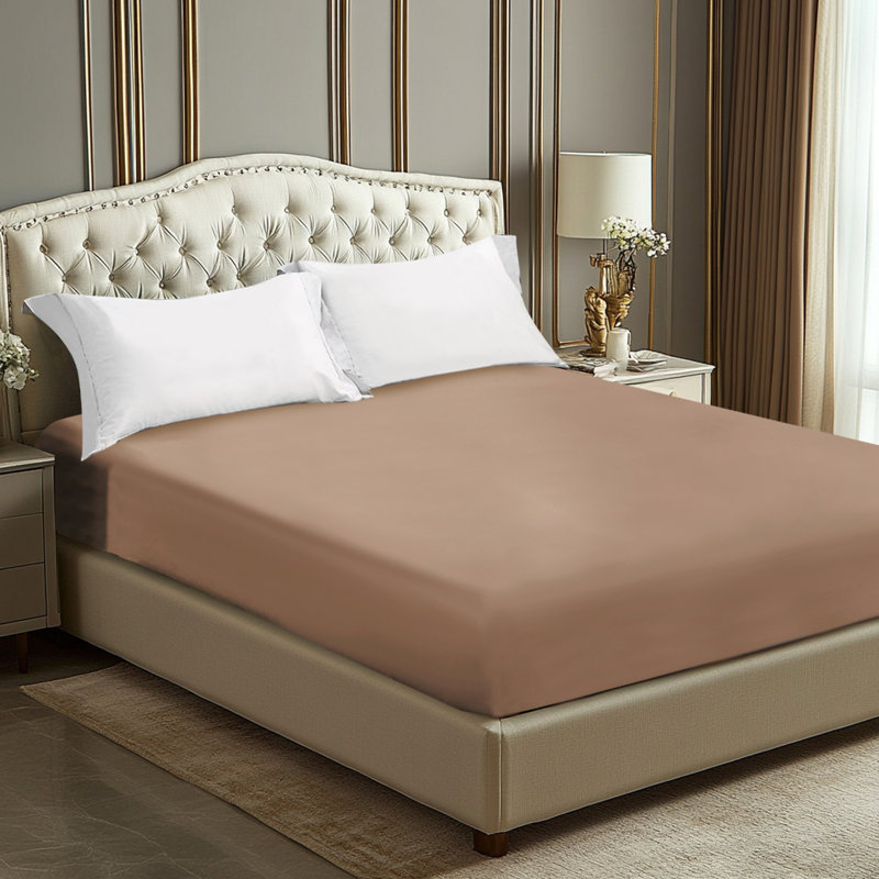 Solayne Deep Pocket Fitted Sheet Only 100% Long Staple Cotton Breathable Bottom Sheet Fits Up To 14" Deep Mattress, Brown