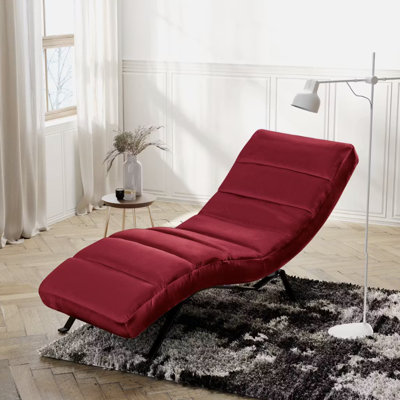 Chaise longue rembourrée en velours avec dossier réglable Rye