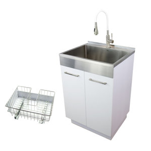 23.6'' L x 19.7'' W Free Standing Laundry Sink with Faucet