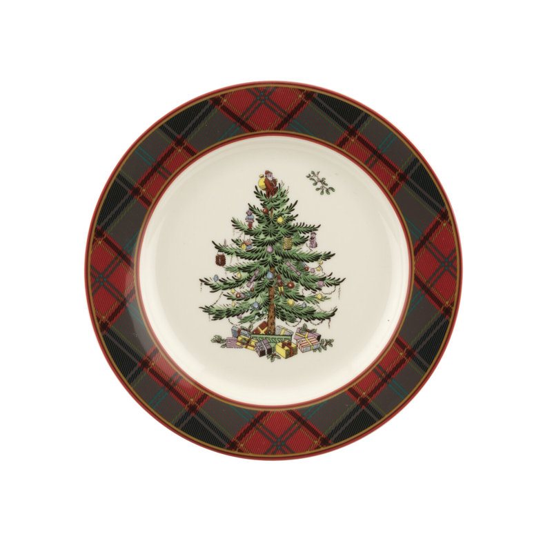 Spode Christmas Tree Tartan Salad Plate 7.75"