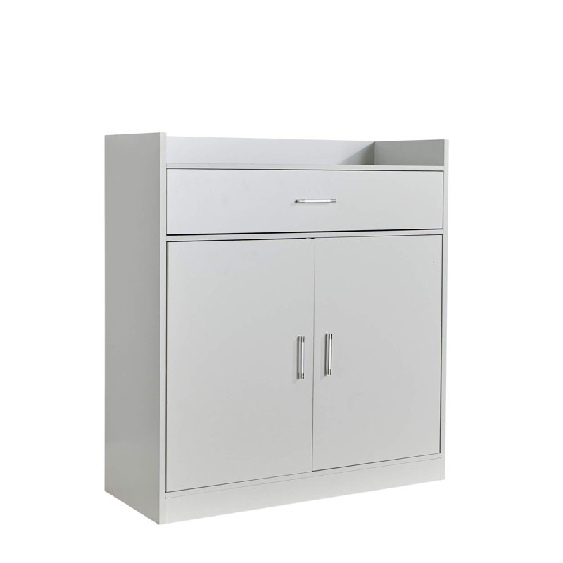 Novara 2 Door 1 Drawer Hallway Shoe Storage Cabinet, White