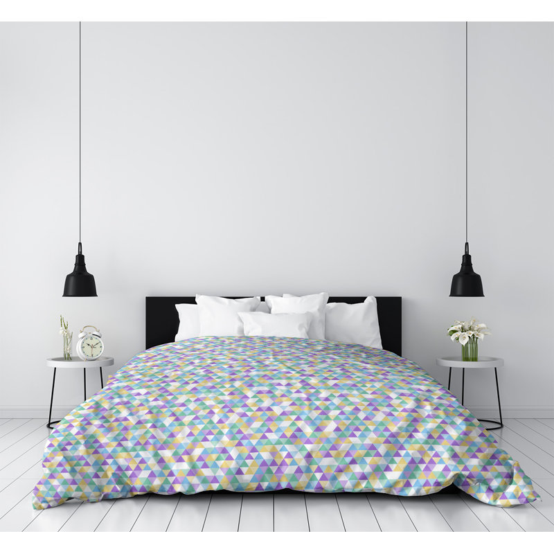 Housse de couette Katelyn Elizabeth, Housse de couette pour très grand lit, Vert / gris / violet, Microfibre