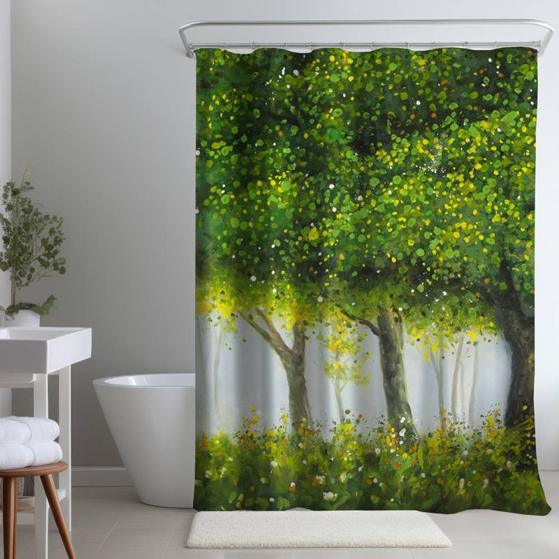 Shower Curtain LA85 – Polyester Shower Curtain, Dye Sublimation Print, 71" W × 74" L