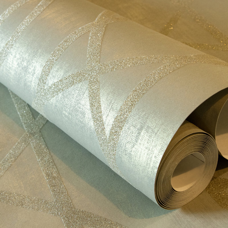 Universe Collection Saturn Glass Stone Geometric Lines Wallpaper Roll, Green