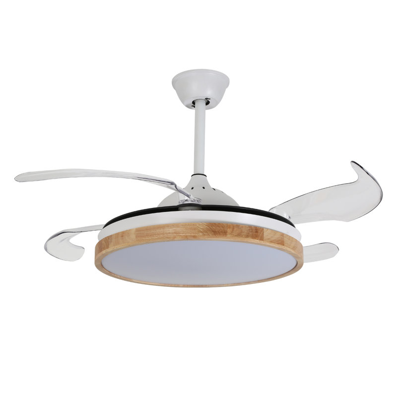 Ventilateur de plafond rond moderne rétractable de 42 pouces à 6 vitesses avec lumières DEL et télécommande