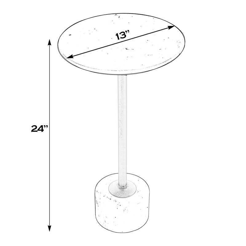 Melani 13 in. W Round Marble and Iron Side Table