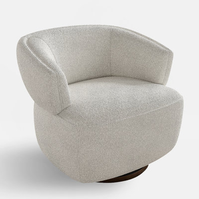 Fauteuil demi-tonneau pivotant, canapé d'appoint entièrement assemblé avec base à 360 degrés, fauteuil de lecture rembourré surdimensionné - beige