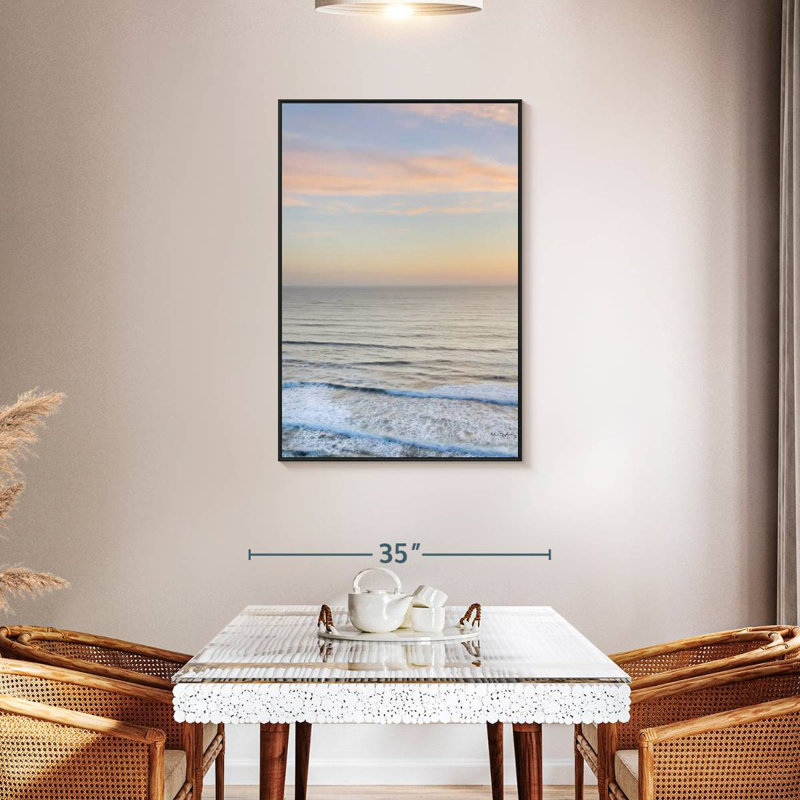 Coucher de soleil sur la côte de Redwoods, Cadre flottant noir, 29 po x 43 po