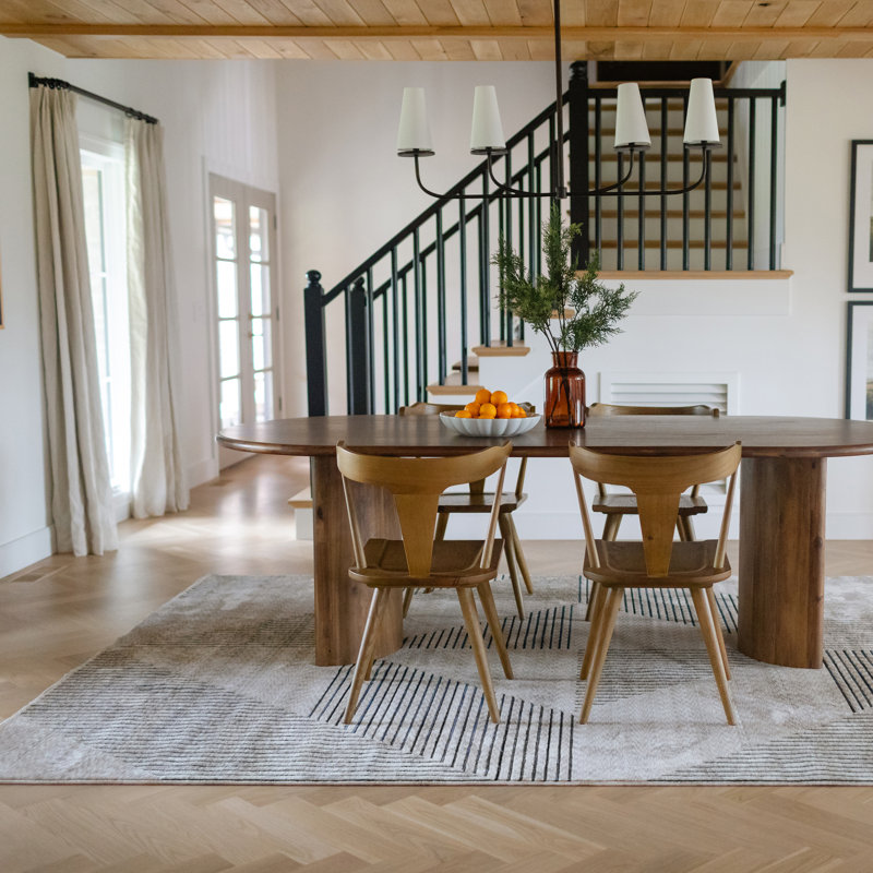 Edner Mid-Century Modern Geometric Beige/ Deep Navy Area Rug, Rectangle 9'10" x 12'11"