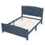 Lit plateforme double en bois massif avec lattes de soutien, structure solide, aucun sommier requis, bleu-871544247