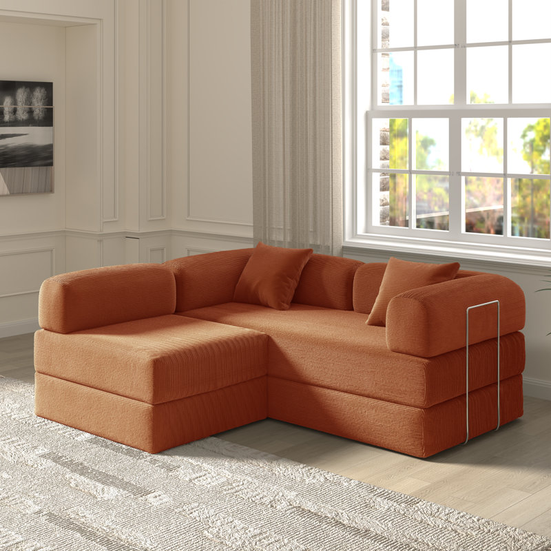 Jordan 2-Piece No-assembly Sleeper Sofa Bed With Sleeper Chair, Orange