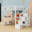 Full Metal Loft Bed With LED Lights, Charging Station, Desk And Storage Shelves-473740971