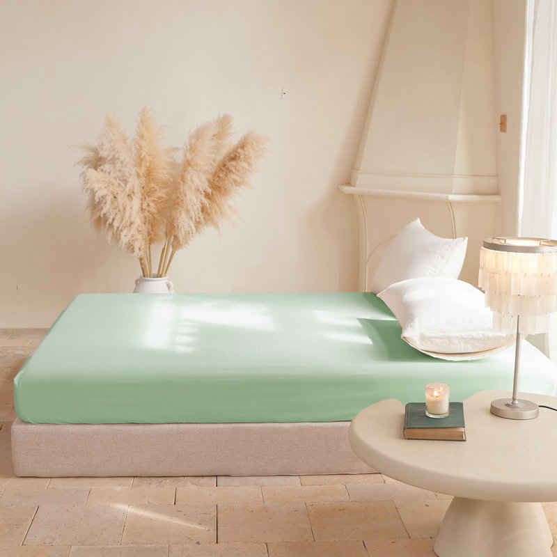 Drap-housse à poches profondes 100 % coton lavé, King, Mint Green