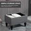 Ottoman, 25" with Storage, Removable Lid, Button-Tufted Slate Gray, Rubberwood Legs, Living Room Footrest/Seat | Wood | Slate Gray