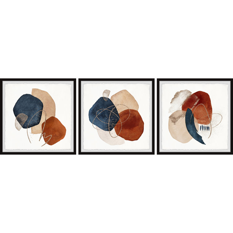 Sapphires and Rubies Triptych by Marmont Hill - 3 Piece Picture Frame Painting Set