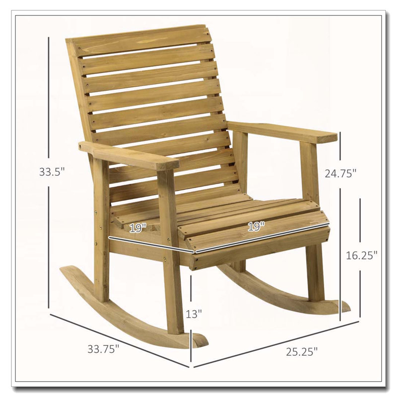 Chaise berçante en bois massif avec dossier haut Outsunny