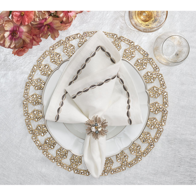 Swag Napkin, White/Gunmetal/Silver