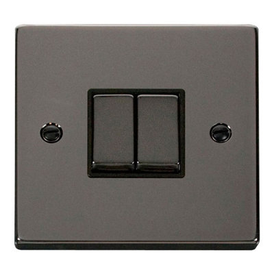 Black Nickel 10A 2 Gang 2 Way Ingot Light Switch