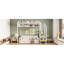 Lit mezzanine simple en métal avec grille de rangement supérieure et échelle de rangement latérale, blanc-1653186745