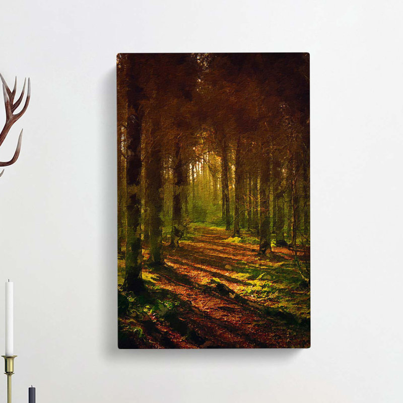 Walking Through An Autumn Forest - Wrapped Canvas Painting, 76cm H x 50cm W x 3cm D