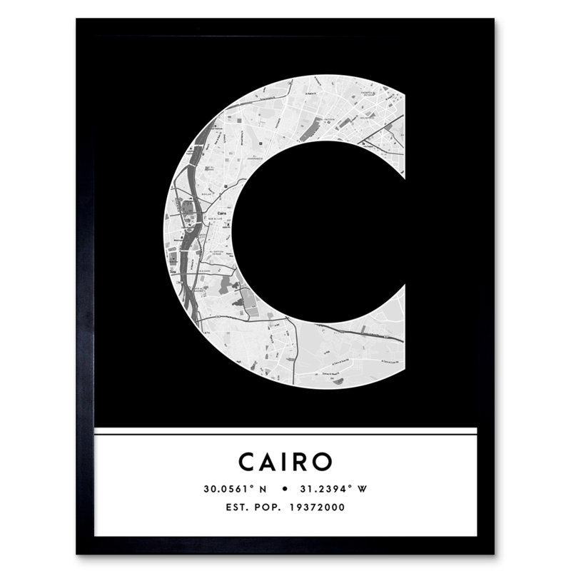Cairo City Map Cairo Egypt City Map - Single Picture Frame Typography