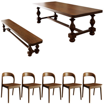American vintage style solid wood dining table set