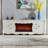 Beige Solid Wood TV Cabinet Heating Fireplace