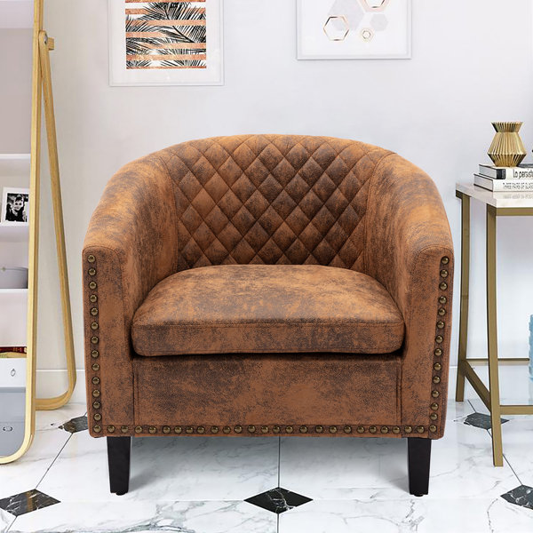 Fauteuil Salon Rembourré Fauteuil De Salon WOLTU - Similicuir Brun, Cadre Métallique, Style Vintage - Pour Salon, Chambre, Balcon Fauteuil Métal Et Simili - 11