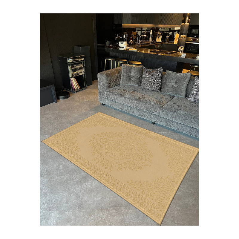 Tapis beige tissé traditionnel Mosso, 2 pi x 2 pi 11 po