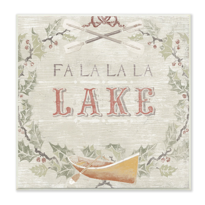 Fa Fa La La Lake Holiday Winter, Plaque en bois, H 12 po x l 12 po x P 0,5 po