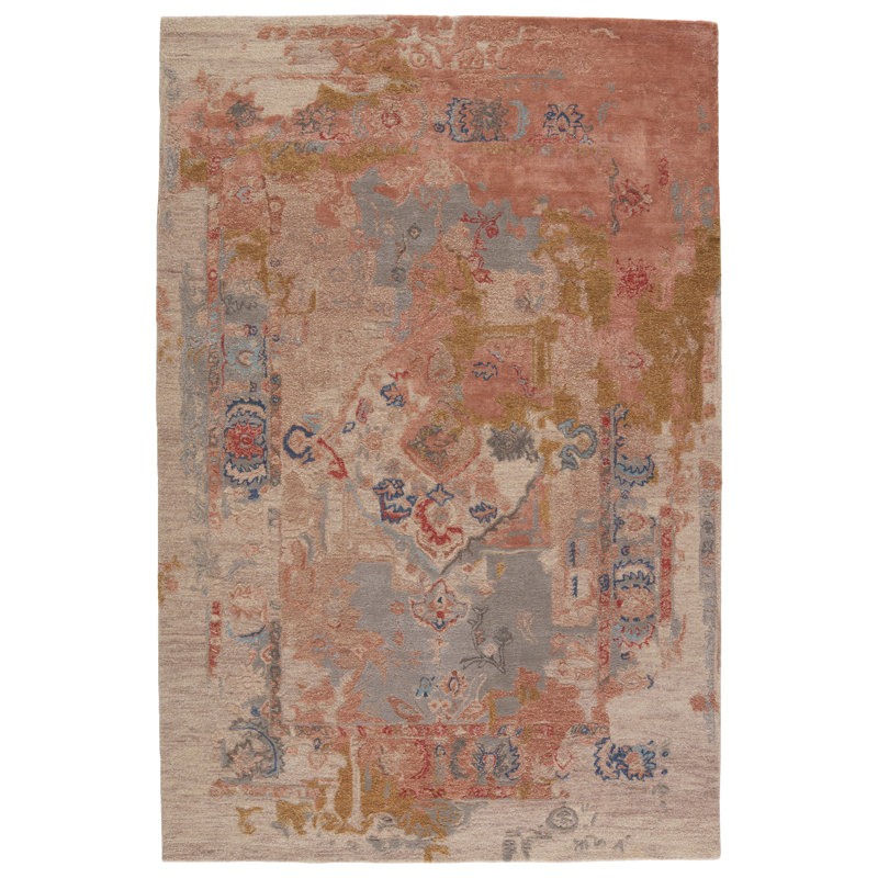 Tapis noué à la main Noman en brun / gris, Rectangle 10 pi x 14 pi