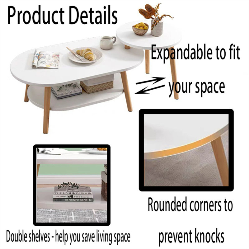 Chebo Solid Wood Coffee Table, White