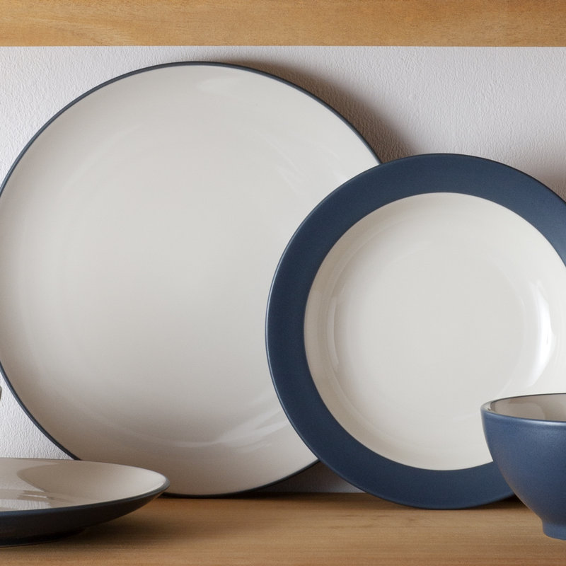 Blue and White Ceramic 12-Piece Dinnerware Set, Service for 4