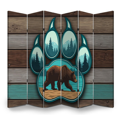 Cloison pliante 6 panneaux pour homme Cave Royal Wild Bear Retro Blue