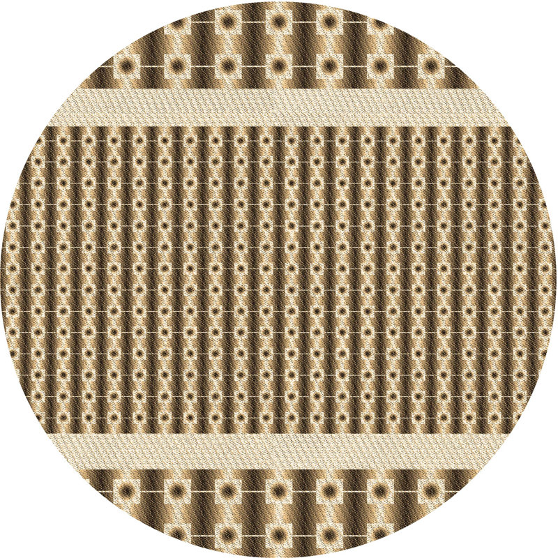 Tapis brun tissé à la machine, Rond 8 pi