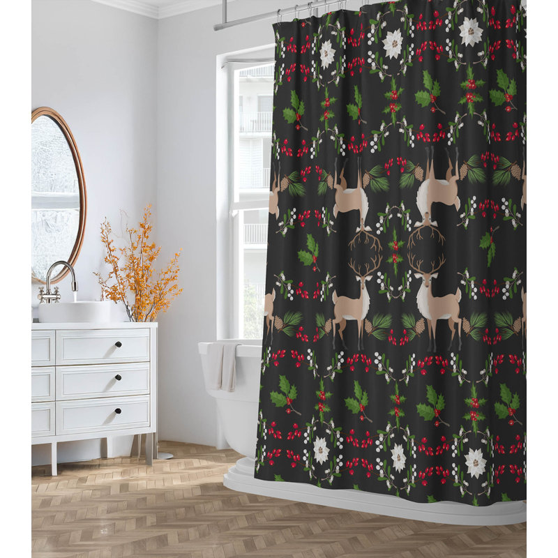 Rideau de douche Botanical Deer, Gris anthracite
