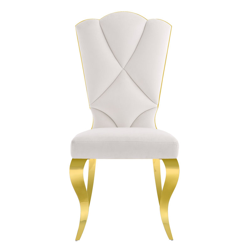 Chaise d'appoint Marcas, Or, Blanc